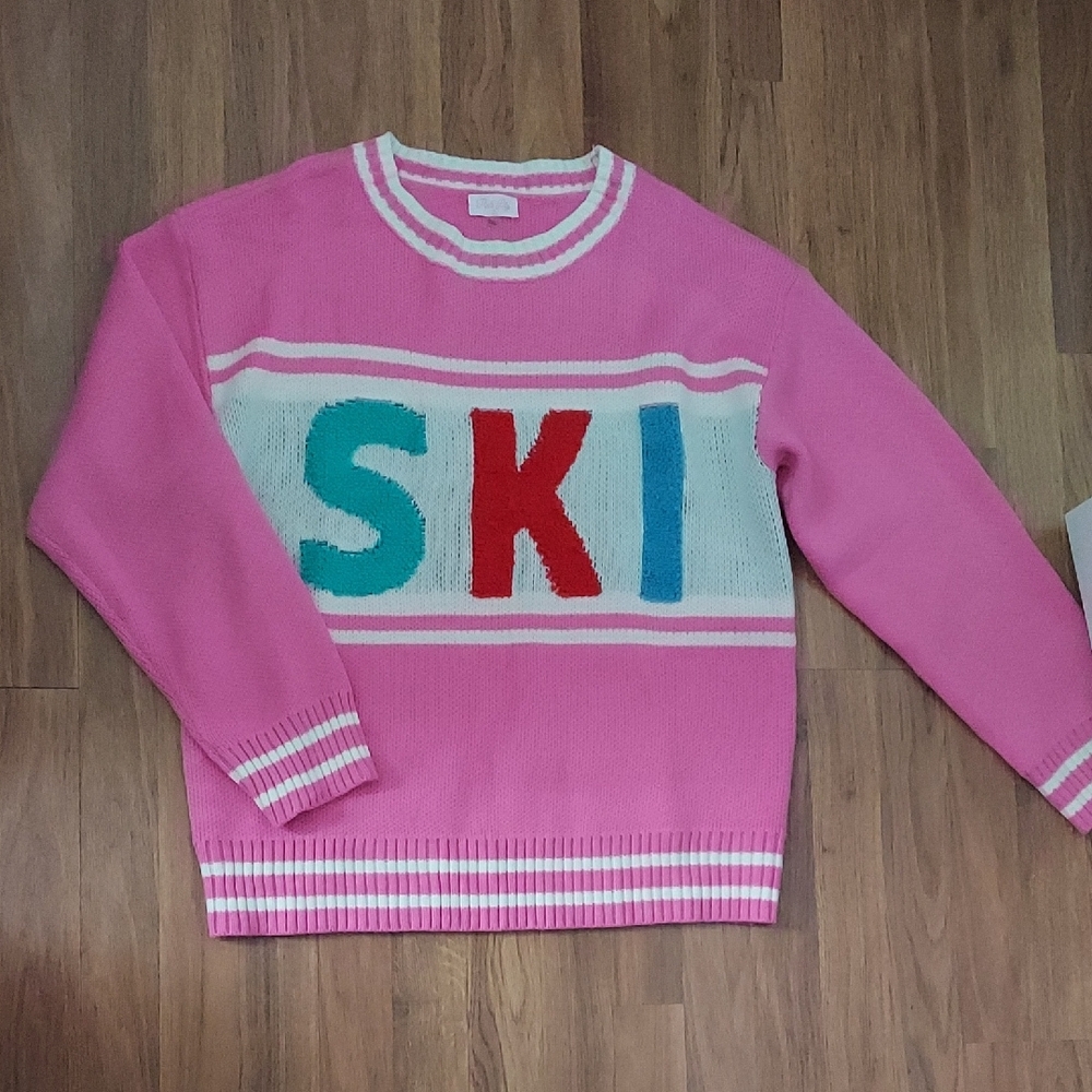 Pink Lily Pink 'SKI' Crew Neck Sweater